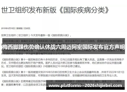 梅西脚踝伤势确认休战六周迈阿密国际发布官方声明